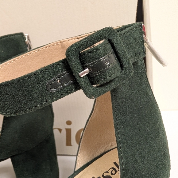 Life Stride Admire Forest Green Suede Ankle Strap Block Heel Pumps - Picture 4 of 16
